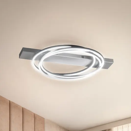 Ultimissimo Modello Plafoniera LED Kiku, lunghezza 76 cm, colore alluminio, metallo