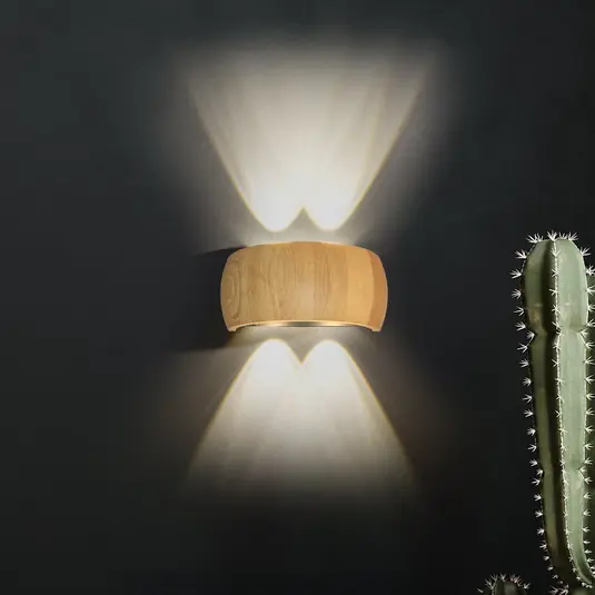 Soddisfatti O Rimborsati Applique a LED Shine-Wood, larghezza 20 cm, rovere/nero a 4 luci.