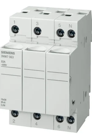 Base Portafusibile cilindrico SIEMENS Sentron 3-pole+N In 32 A - 3NW70632 Esclusivo