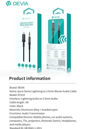 CAVO AUDIO DA LIGHTNING A JACK 3.5MM 1metro - DEILJACK950 Più Venduto