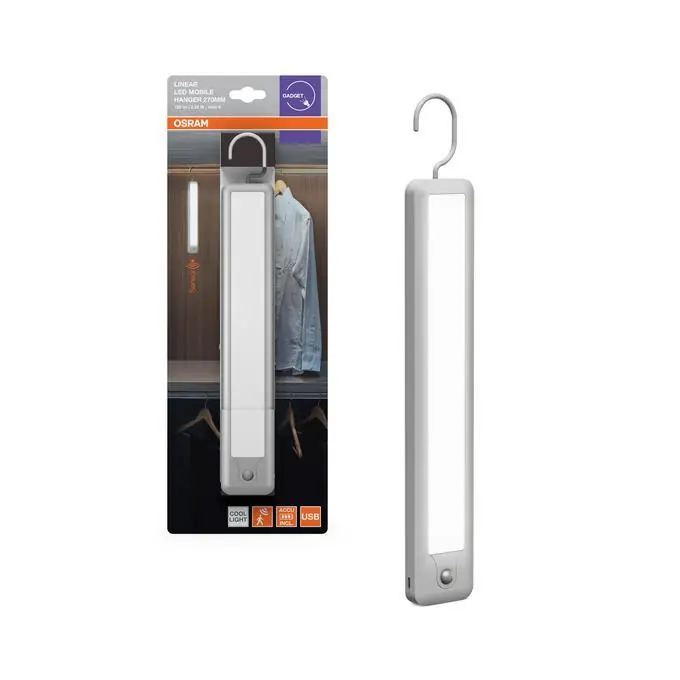 Lampada LED portatile con gancio appendiabiti ricaricabile USB Osram- LUM532030 Novità