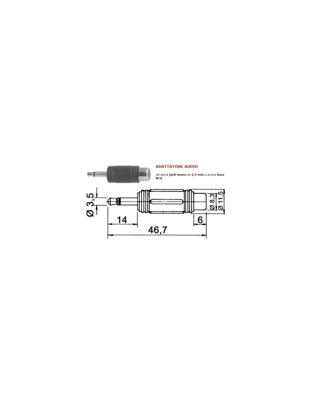 Nuova Collezione Adattatore audio jackm mono 3.5mm rca 02030308