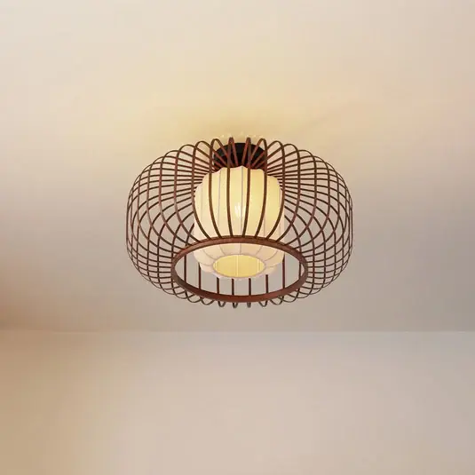 Lindby Plafoniera Davella, Ø 50 cm, bambù, tessuto Soddisfatti O Rimborsati