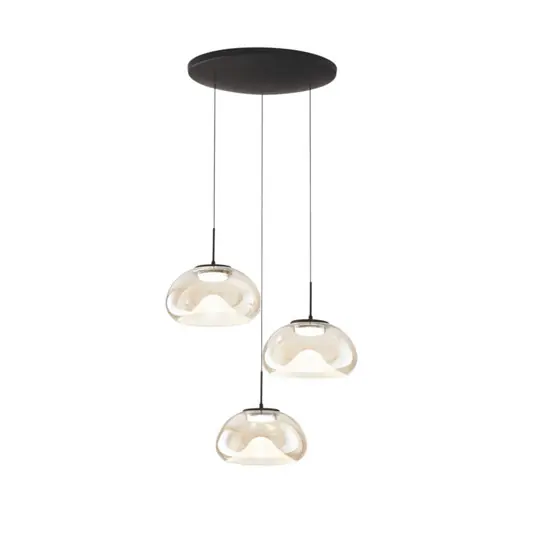 Lampada LED a sospensione Brena, a 3 luci, cognac, Ø 35 cm CCT, dimmerabile Nuovo Arrivo