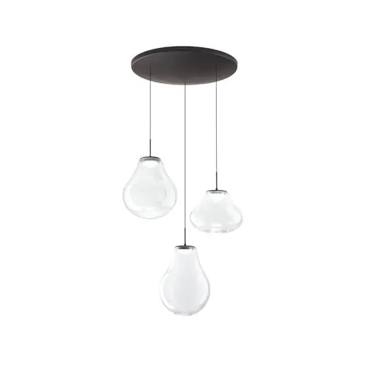 Must-Have Lampada LED a sospensione Deva, a 3 luci, Ø 50 cm, trasparente, CCT, dimmerabile