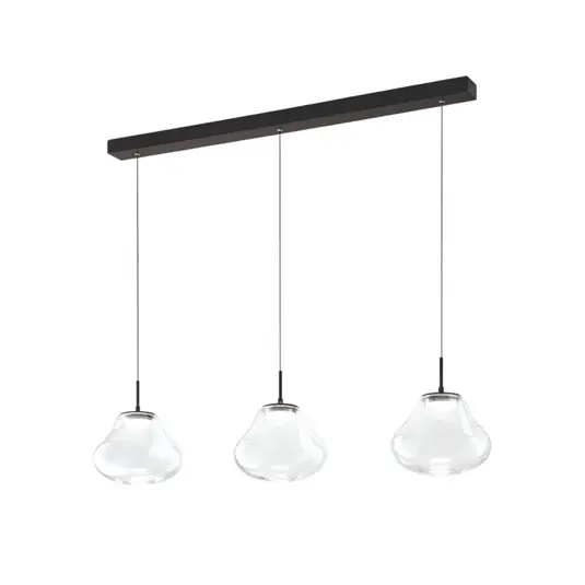 Di Tendenza Lampada LED a sospensione Deva, a 3 luci, 115 cm, trasparente, CCT, dimmerabile