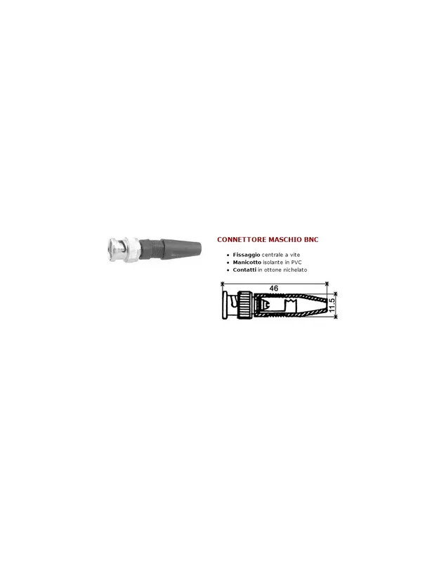 Offerta Speciale Connettore bnc maschio rg58/59 blocco a vite 382020095
