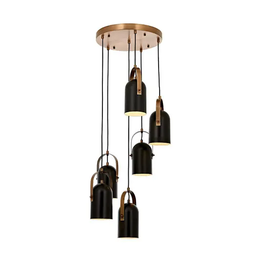 Lampada a sospensione Esra, nero, Ø 40 cm, metallo, a 6 luci Novità
