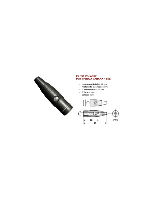 Ultimissimo Modello Presa banana elettronica nero in gomma
