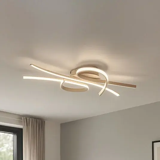 Plafoniera LED Biba, color sabbia, lunghezza 100 cm, metallo, CCT Non Perdere