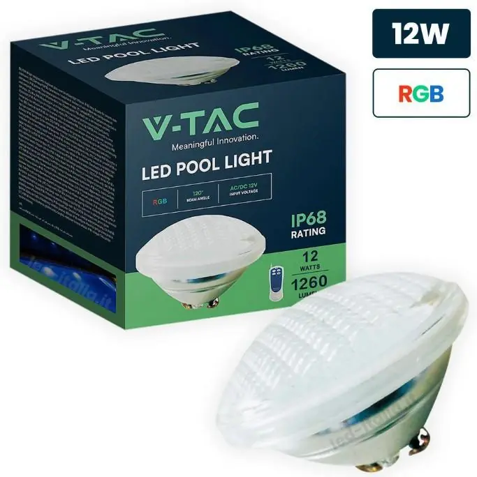 Faro piscina LED RGB 12W PAR56 V TAC 217562 Bestseller