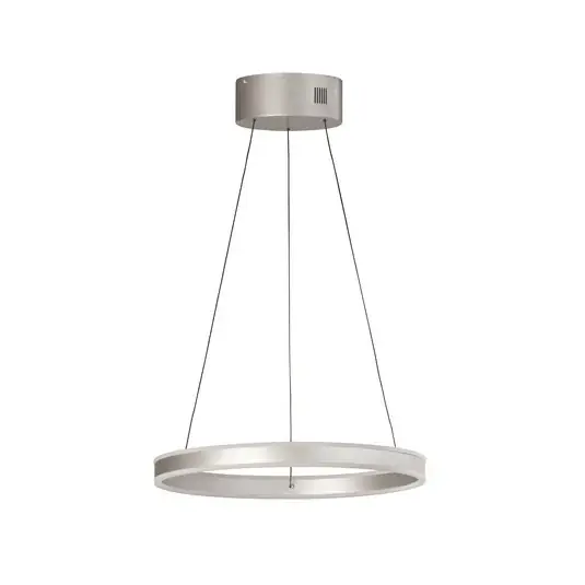 Lampada LED a sospensione Silvio, Ø 50 cm, nichel opaco, metallo, CCT, Offerta Lampo