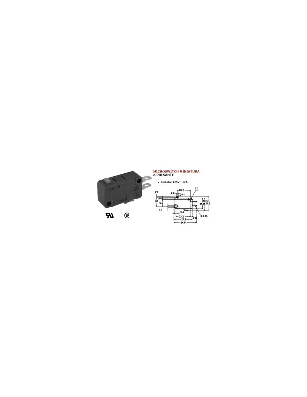 Popolare Deviatore microswitch a pulsante 5a elettronica 34.10045