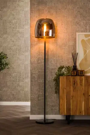 Must-Have Piantana Philippa, grigio fumo/nero, vetro/metallo, 170 cm