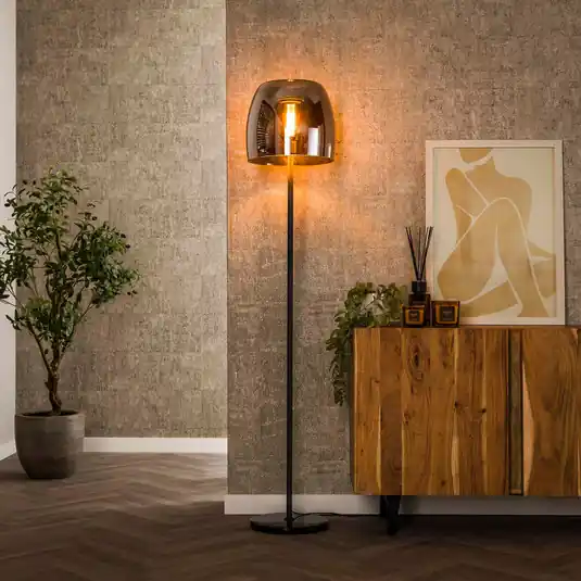 Must-Have Piantana Philippa, grigio fumo/nero, vetro/metallo, 170 cm