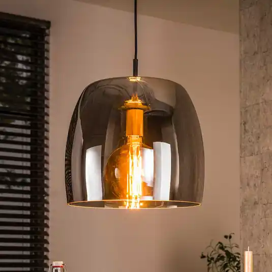 Lampada a sospensione Philippa, grigio fumo, Ø 35 cm, vetro, 1 x E27 Acquista Ora