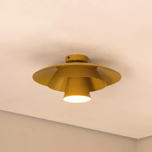 Plafoniera Plato, giallo senape, metallo, Ø 38 cm, E27 Economico