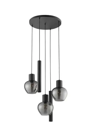 Lampada a sospensione Ligari, nero/grigio fumo, Ø 68 cm, metallo/vetro Solo Oggi