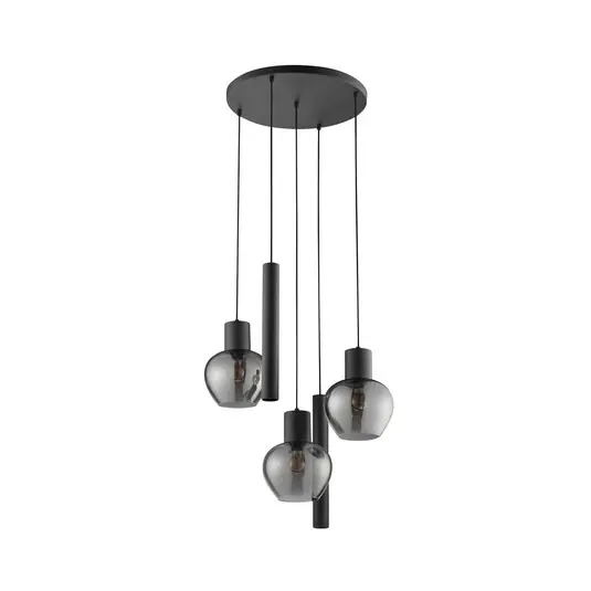 Lampada a sospensione Ligari, nero/grigio fumo, Ø 68 cm, metallo/vetro Solo Oggi
