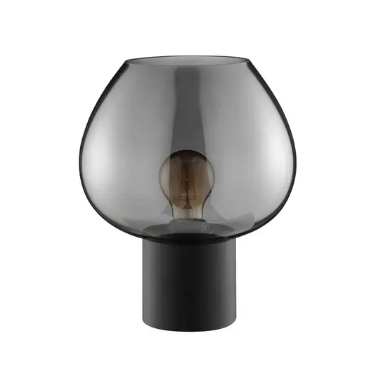 Quantità Limitata Lampada da tavolo Ligari, nero/grigio fumo, altezza 28 cm metallo/vetro
