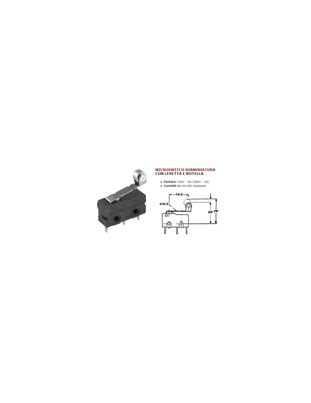 Deviatore micro miniatura c/leva rotella 03038215 Compra Adesso