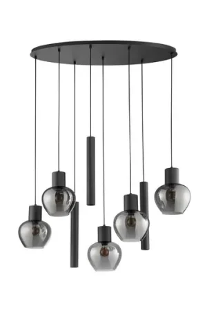Bestseller Lampada a sospensione Ligari, nero/grigio fumo, lunghezza 126 cm, vetro