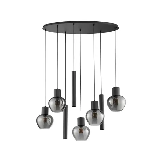 Bestseller Lampada a sospensione Ligari, nero/grigio fumo, lunghezza 126 cm, vetro