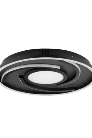 Plafoniera LED Hardy, Ø 35 cm, nero opaco, metallo/tessuto Prezzo Scontato