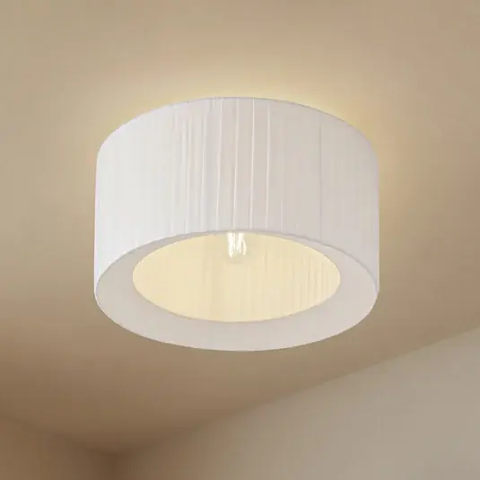 Spedito Oggi Plafone Lindby Virelle, bianco, tessuto, Ø 40 cm, E27