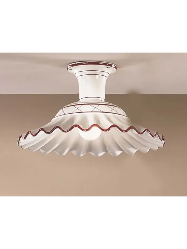 Plafoniera classica in ceramica 1 luce bianca-marrone DP001 Promozione Esclusiva