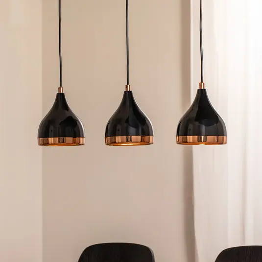 Super Prezzo Lampada a sospensione Yildo, lunghezza 65 cm, nero/rame, metallo