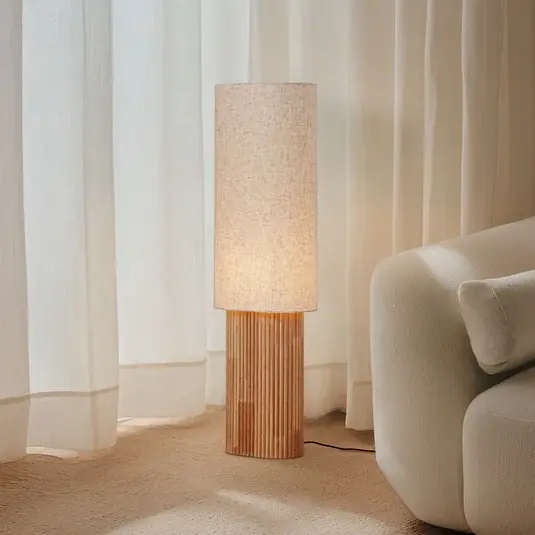 Prezzo Ridotto Lindby Piantana Kimiko, altezza 100 cm, legno, tessuto, E27