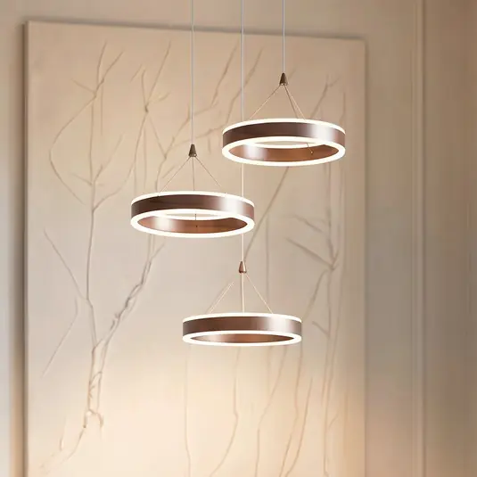 Lucande Lampada LED a sospensione Kolo, marrone, a 3 luci, dimmerabile Prezzo Conveniente