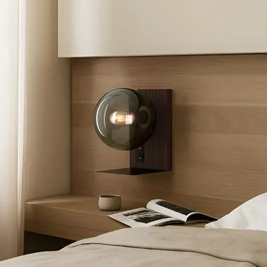 Prezzo Conveniente Lucande applique Veloura, altezza 30 cm, vetro, legno, USB