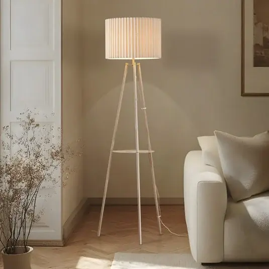 Occasione Imperdibile Lindby Lampada da terra a tre piedi Libbie, 155 cm, lino, color crema