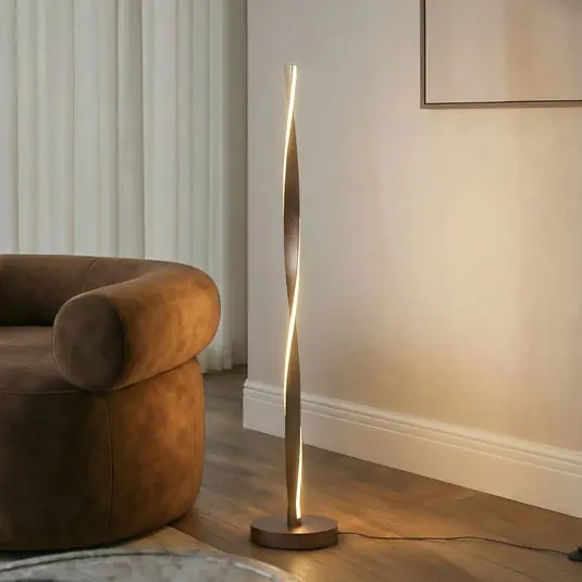 Piantana LED Lindby Jaren, nero/marrone, 114 cm, CCT Ultimissimo Modello