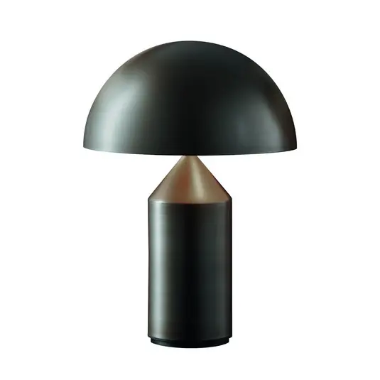 Ultime Pezzi Oluce lampada da tavolo Atollo, nichel satinato, alluminio, Ø 25 cm