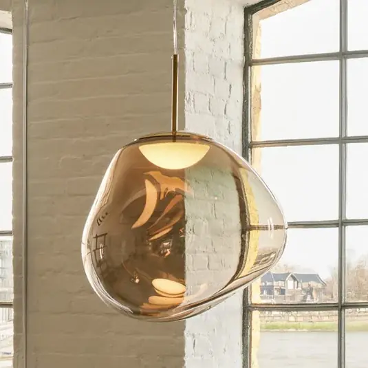 Tom Dixon lampada LED a sospensione Melt, Ø 50 cm, color bronzo Novità