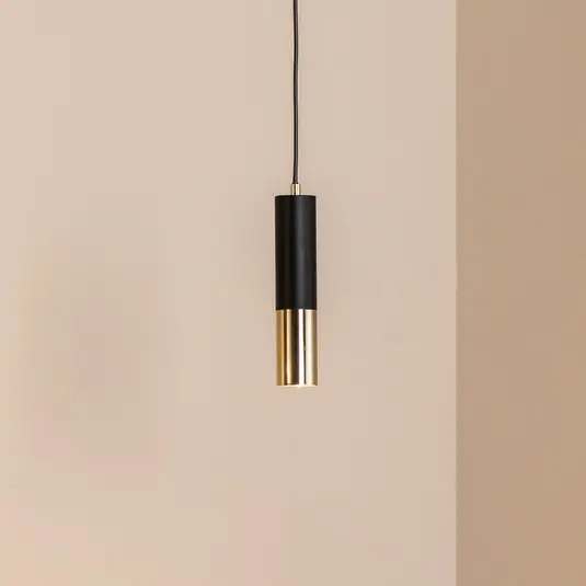 Economico Lampada a sospensione Orino, nero/oro, metallo, GU10
