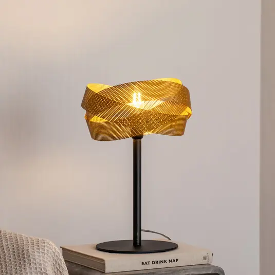 Ultima Occasione Lampada da tavolo Tornado, nero/oro, metallo, Ø 26 cm, E14