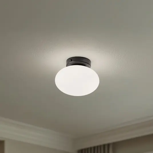 Plafoniera Ufo, nero/bianco, Ø 18 cm, vetro, G9 Nuova Collezione