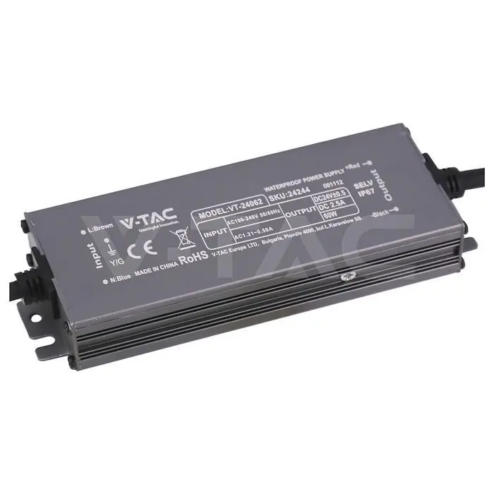 Alimentatore LED IP67 60W 24V V-Tac - 24244 Nuovo Arrivo