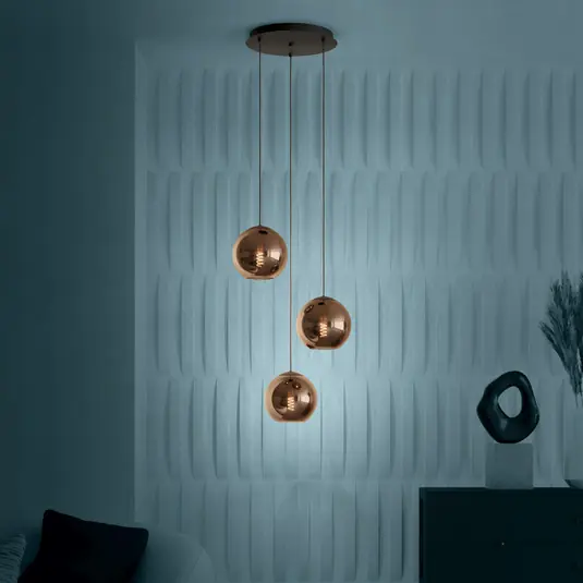 EGLO Stars of Light Lampada a sospensione Cordoba, a 3 luci, rotonda, rame Popolare