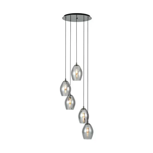 EGLO Stars of Light Lampada a sospensione Estanys, nera, a 5 luci, rotonda Occasione Imperdibile