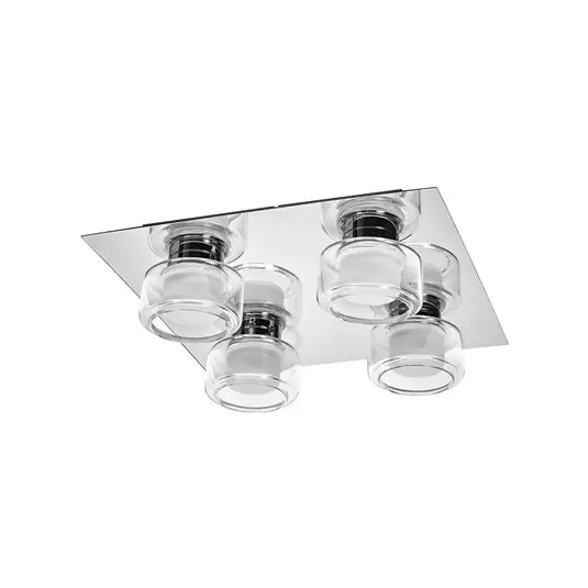 Spedizione Espresso Plafoniera LED OSRAM ORBIS FLAME, cromato, a 4 luci, CCT IP44