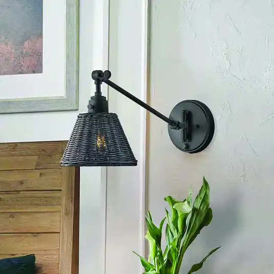 Applique Arti, nero/nero, rattan, acciaio Soddisfatti O Rimborsati