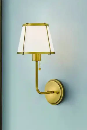 Applique Clarke 1, ottone/beige, lino, acciaio Scelto Dai Clienti