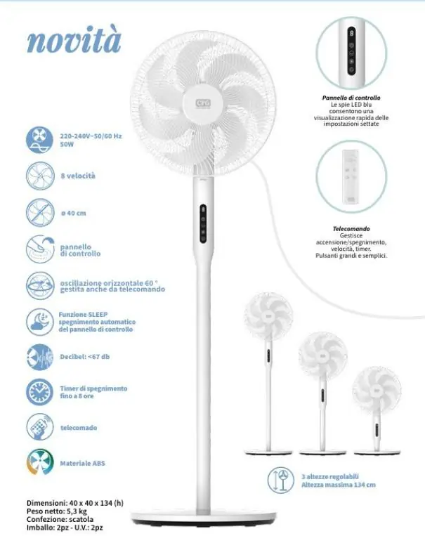 Ventilatore a piantana 40 cm CFG EV129 Offerta Lampo