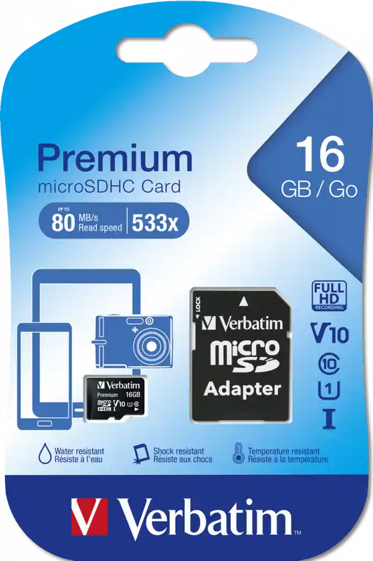 MicroSDHC 16GB Class 10 44082 Verbatim Premium Must-Have