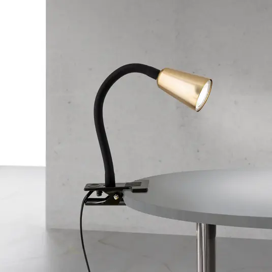 Lampada con morsetto Dotty, color ottone, altezza 33 cm, GU10 Affare